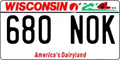 WI license plate 680NOK