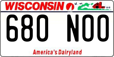 WI license plate 680NOO