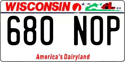 WI license plate 680NOP