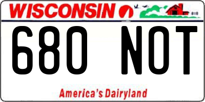 WI license plate 680NOT