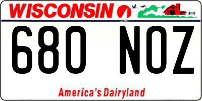 WI license plate 680NOZ