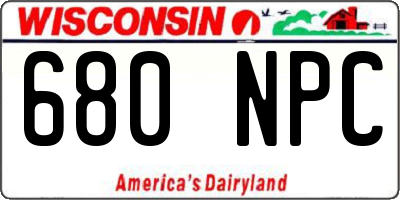 WI license plate 680NPC