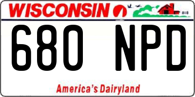 WI license plate 680NPD