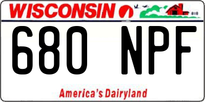 WI license plate 680NPF