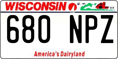 WI license plate 680NPZ