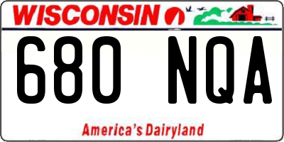 WI license plate 680NQA