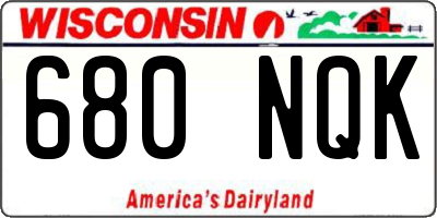 WI license plate 680NQK