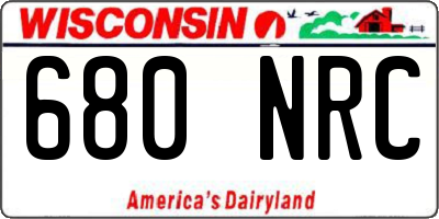 WI license plate 680NRC