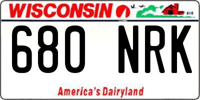 WI license plate 680NRK
