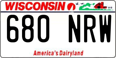 WI license plate 680NRW