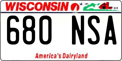 WI license plate 680NSA
