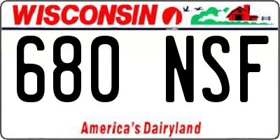 WI license plate 680NSF