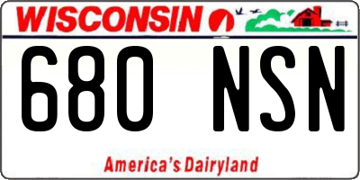 WI license plate 680NSN