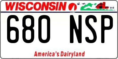 WI license plate 680NSP