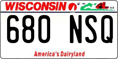 WI license plate 680NSQ