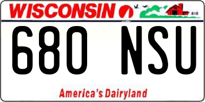 WI license plate 680NSU