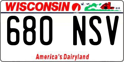 WI license plate 680NSV