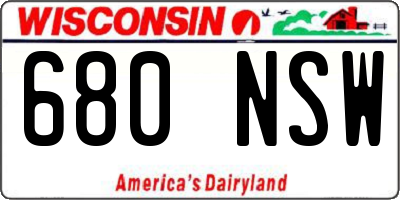 WI license plate 680NSW