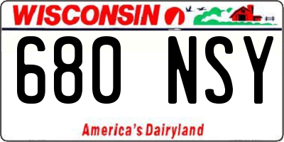 WI license plate 680NSY