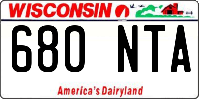 WI license plate 680NTA