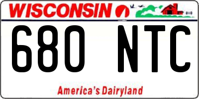 WI license plate 680NTC