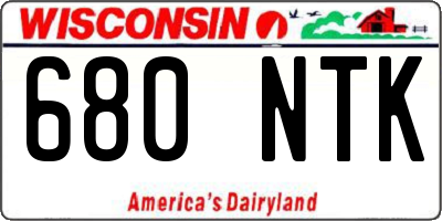 WI license plate 680NTK