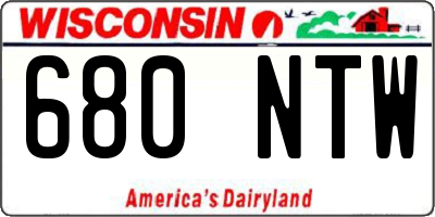 WI license plate 680NTW