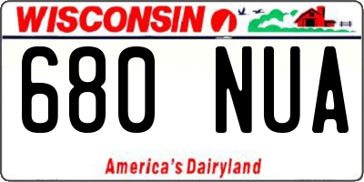 WI license plate 680NUA