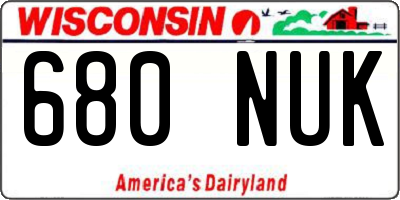 WI license plate 680NUK