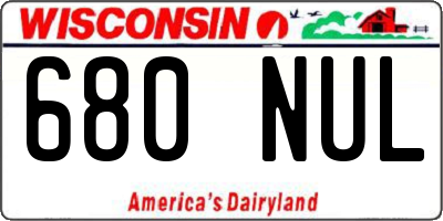 WI license plate 680NUL