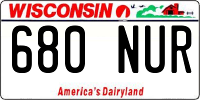 WI license plate 680NUR