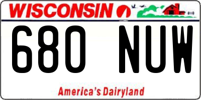 WI license plate 680NUW