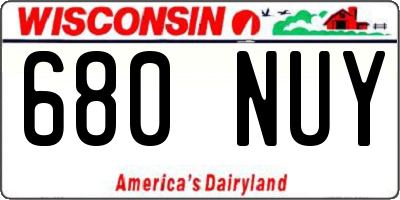 WI license plate 680NUY