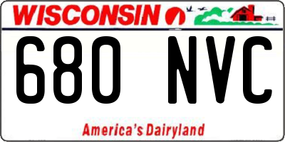WI license plate 680NVC