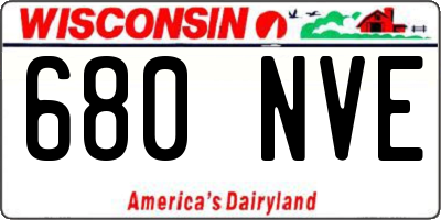 WI license plate 680NVE