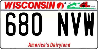 WI license plate 680NVW