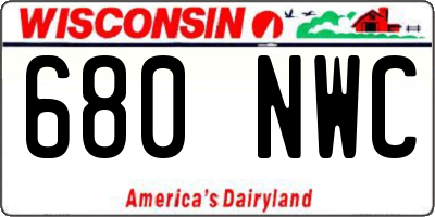 WI license plate 680NWC
