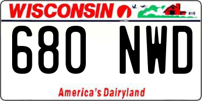 WI license plate 680NWD