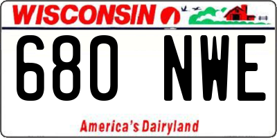 WI license plate 680NWE