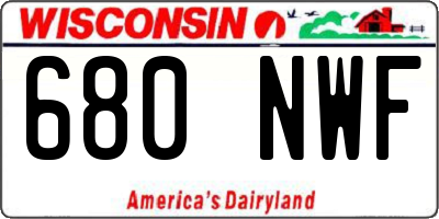 WI license plate 680NWF