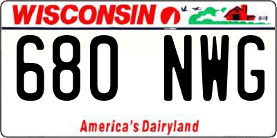 WI license plate 680NWG