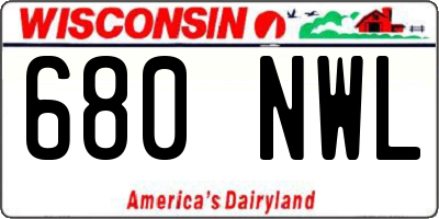 WI license plate 680NWL