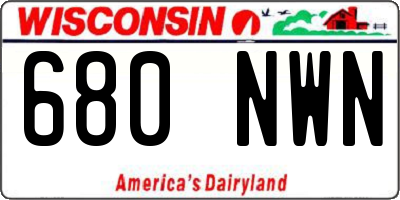 WI license plate 680NWN