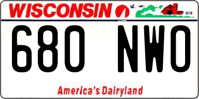 WI license plate 680NWO
