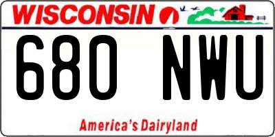 WI license plate 680NWU