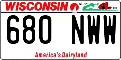WI license plate 680NWW