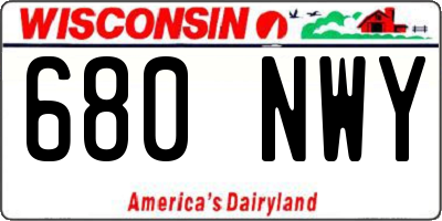 WI license plate 680NWY