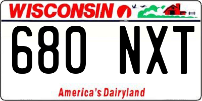 WI license plate 680NXT