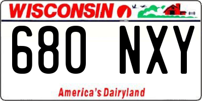 WI license plate 680NXY