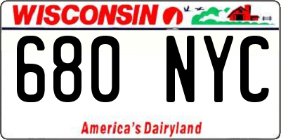 WI license plate 680NYC